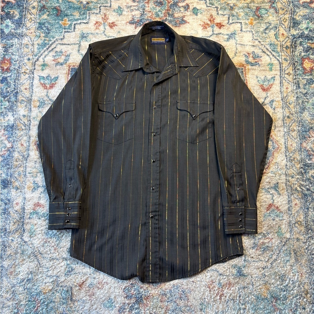 Vintage Panhandle Slim Pinstriped Button-up Shirt Large